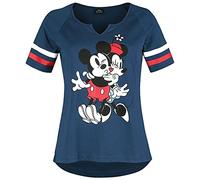 Mickey Mouse Micky & Minnie Buddies Mujer Camiseta Azul 100% algodón Ancho