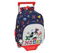 MICKEY MOUSE Only One - Mochila Infantil con Carro Safta 705, Ideal para Niños de Diferentes Edades, Cómoda y Versátil, Calidad y Resistencia, 28x10x34 cm, Color Azul marino