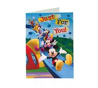 Mickey Mouse Tarjeta de felicitación, diseño de Mickey y sus amigos y texto Just For You