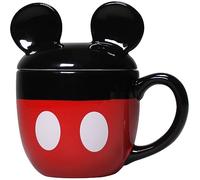 Mickey Mouse Taza con forma de Mickey y sus amigos de Disney, con tapa, taza 3D, accesorios de cocina regalo, color negro