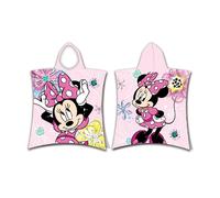 Jerry Fabrics - Poncho de baño Disney Minnie vestido rosa con capucha 50 x 115 cm 100% algodón