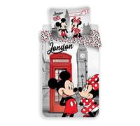 Mickey y Minnie London - Juego de Cama Infantil - Funda nórdica 140 x 200 cm