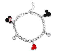 Disney Minnie y Mickey Multicolor Esmalte Disfraz Charm Pulsera BH00228RL-65, talla única, Zinc, No es una piedra preciosa