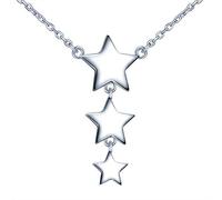 MicLee-Collar Mujer de Plata 925 Collar Plata Moderno Colgante de Estrella Tres Color:Plateado