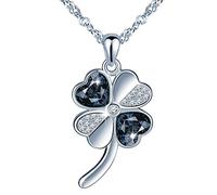 MicLee Collares Colgantes Trébol de Cuatro Hojas para Mujer, Collar de Plata de Ley 925 con Circonita con Caja de Regalo, Mejor Regalo para Niñas Chicas