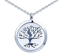 MicLee-Guardapelo para Mujer Chicas Colgante de Foto Medallón Árbol de la Vida con 50CM Cadena de Acero Inoxidable Idea Regalo del Navidad