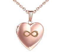 MicLee-Guardapelo para Mujer Chicas Colgante de Foto Medallón Corazon Simbolo del Infinito con 50CM Cadena de Acero Inoxidable Idea Regalo del Navidad
