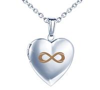 MicLee-Guardapelo para Mujer Chicas Colgante de Foto Medallón Corazon Simbolo del Infinito con 50CM Cadena de Acero Inoxidable Idea Regalo del Navidad