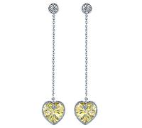 MicLee Pendientes Mujer ¨Mi Corazón¨ Plata de Ley 925 con Brillante Circonita y Cristal Swarovski