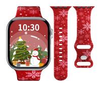 Micnkifo Correa Deportiva Compatible con Apple Watch 42mm 41mm 40mm 38mm Mujer Hombr, Leopardo Navidad impresos Silicona Suave Correas para iWatch Series 11 10 9 8 7 6 5 4 SE Ultra Copo de Nieve
