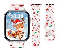 Micnkifo Correa Deportiva Compatible con Apple Watch 44mm 45mm 46mm 49mm Mujer Hombr, Leopardo Navidad impresos Silicona Suave Correas para iWatch Series 11 10 9 8 7 6 5 4 SE Ultra, uñeco de Nieve