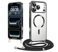 Micnkifo Funda Magnético para iPhone 17 Pro Cordón Colgante Collar Ajustable, Compatible con MagSafe, Antigolpes Anti-Arañazos Collar Correa Cordón Carcasa para iPhone 17 Pro, Negro