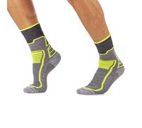 MICO CORTOS CALCETINES DE TREKKING en Tejido de Micotex + fibra LYCRA, 100% Made in Italy, Merinos Naturales, Ultraligero, Unisex para Hombres y Mujeres Deportes (41-43, Antracita/Amarillo Fluo)