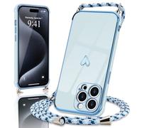 Micoden Funda para iPhone 15 Pro MAX con Collar Ajustable y cordón para el Cuello para iPhone 15 Pro MAX (Azul)