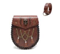 Micoklinlin Riñonera medieval y cinturón conjunto de cuero nórdico en relieve renacentista vikingo traje accesorios, Marrón 201, talla única, Cinturón de dinero