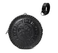 Micoklinlin Riñonera medieval y cinturón conjunto de cuero nórdico en relieve renacentista vikingo traje accesorios, Blcak 207, talla única, Cinturón de dinero