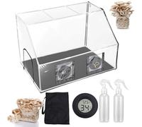 Micología de hongos con caja de aire fija mejorada, kit de monotub de hongos con caja de cultivo portátil con 2 rociadores y termómetro, tienda campaña con bolsa para plantar hongos 90*60*60cm