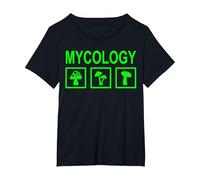 Micología de Hongos de forrajeo de Setas Camiseta, Mujer Tallas Grandes, Negro, 1XL Grande