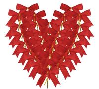 Micomon- 50 lazos de cinta de satén rojos de 3,5" con lazos retorcidos para envolver regalos y decorar árboles de Navidad con colas de pez (rojo)