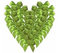 Micomon 50 lazos de satén de 1.2 pulgadas para manualidades, poliéster, color verde manzana, doble cara, lazos de satén para costura, libros de recortes (verde claro)