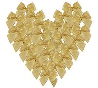 Micomon 50 mini lazos para manualidades metalizados de cinta dorada para embalaje de regalo, costura, álbumes de recortes (5/8 pulgadas, ancho dorado)