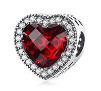 Micoo Charm de Plata de ley 925 Estrella con Zafiro Cúbico, Diseño de Corazón y Círculo, Compatible con Europeo Pulsera Collar, regalo de joyería para mujeres