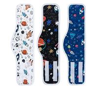 MICOOYO Pañales reutilizables para perros machos, ligeros, paquete de 3 bandas lavables para el vientre para perros, pañales para perros machos para cachorros y mascotas (nave espacial, M)