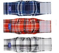 MICOOYO Pañales Reutilizables para Perros machos, Paquete de 3, Bandas Lavables para el Vientre para Perros, súper absorbentes y duraderos, pañales para Perros XXL, XXL (Paquete de 3, Cuadros Rojos,