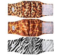 MICOOYO Pañales Reutilizables para Perros machos, Paquete de 3, Bandas Lavables para el Vientre para Perros, súper absorbentes y duraderos para Perros Grandes (África Salvaje, L)