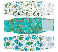 MICOOYO Pañales reutilizables para perros machos, paquete de 3 unidades, bandas lavables para el vientre para perros, pañales superabsorbentes para perros XL (elefantes, caracoles, pájaros, XL)