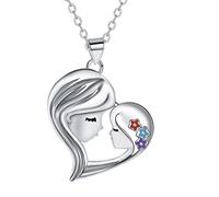 Micory Collar para Hija Plata de Ley 925, Colgante Amor de Madre de Corazón, Regalo del día de la Madre