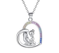 Micory Hermanas Collar Mujer Amor Colgante de Corazón Plata de Ley 925 Collares de Mujer,Amistad Joyas Regalos para Mujeres Hermana Madre,Cumpleaños Navidad Aniversario día de San Valentín Regalo