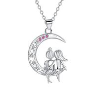 Micory Hermanas Collar para Mujer, plata de ley 925 Hermanas Collares,Luna y Mariposa Colgante Media Luna Collar,Amistad Joyas Regalos para Mujeres Hermana Madre