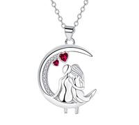 Micory Hermanas Collar para Mujer, plata de ley 925 Hermanas Luna Colgante Media Luna Collar,Amistad Joyas Regalos para Mujeres Hermana Madre