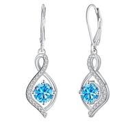 Micory Pendientes Colgantes de Plata de Ley 925 Pendientes Infinito con Piedra de Nacimiento Joyas para Mujer Novia Esposa Mamá