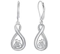 Micory Pendientes Colgantes Gato Plata de ley 925 Mujer Pendientes Largos com 3A Circonia Cúbica,Joyería Regalos para Mujeres Esposa Hermanas