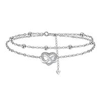 Micory Pulseras de Infinito Mujer Niñas Plata de ley 925 Corazón Pulsera,Pulseras de Amistad Ajustable,Originales Regalos de Feliz Cumpleaños para Mujeres Niñas