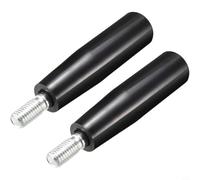 Micpointik 2 unidades de mango giratorio M6/M8/M10, rueda de mano de madera y metal para torno, fresadora, lijadora, maquinaria industrial, maquinaria herramienta, pieza de repuesto negro y plateado