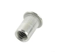 Micpointik 40 tuercas de remache ciego de acero inoxidable 1/4"-20, cabeza plana con vástago estriado para metal, plástico y fibra de vidrio, aplicaciones en automoción e industria, tuercas de