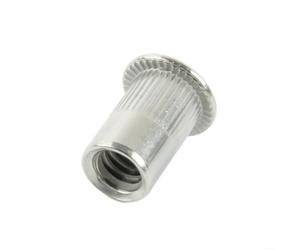 Micpointik 40 tuercas de remache ciego de acero inoxidable 1/4"-20, cabeza plana con vástago estriado para metal, plástico y fibra de vidrio, aplicaciones en automoción e industria, tuercas de