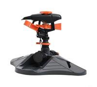 Micpointik Aspersor de césped automático, gran área, giratorio, distribución de agua, plástico ABS, conector de latón para jardín, patio, riego, negro y naranja