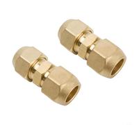 Micpointik Conector de tubo de cobre de doble pezón de 2 piezas, latón resistente para aire acondicionado y sistema de refrigeración, fácil montaje sin soldadura, varios tamaños, accesorio ideal para