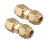 Micpointik Conector de tubo de cobre de doble pezón de 2 piezas, latón resistente para aire acondicionado y sistema de refrigeración, fácil montaje sin soldadura, varios tamaños, accesorio ideal para