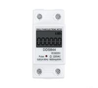 Micpointik Contador eléctrico monofásico DDS1108 con pantalla LCD, 220 V 60 A, contador digital KWH para montaje en carril, carcasa ignífuga, memoria en caso de corte de energía, color blanco