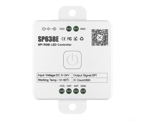 Micpointik Controlador LED RGB DC5 V-24 V con modo de música y control de aplicación, 146 efectos dinámicos, 16 millones de colores, control de grupo para LED direccionables, color blanco (SP63AE)