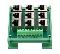 Micpointik Ethernet Port Adapter Terminal Block 9-Port für rj45 8P8C für breakout Board mit Schraubklemmen für DIN-Rail Montage 15mm grün für Ethernet DMX512 RS485