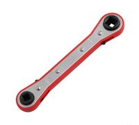 Micpointik Llave de carraca de doble cabeza para refrigeración de acero al carbono, cromada para mantenimiento de HVAC, 4 tamaños 1/4" 3/8" 5/16" 3/16", herramienta compacta (rojo plano)