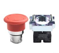 Micpointik Pulsador de parada de emergencia, cabezal de seta de 22 mm, montaje automático, IP65, 10 A, 600 V CA, ignífugo, contactos plateados para máquinas herramientas, industria textil