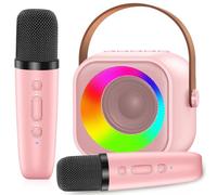 MicQutr Karaoke Niños con 2 Microfono Inalambricos, Portátil Microfono Niños con Luces LED, Máquina de Karaoke Bluetooth Regalos para Niñas Juguete Fiestas de Familiares
