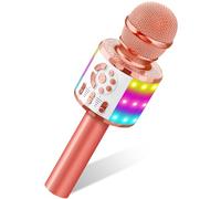 MicQutr Micrófono Karaoke Bluetooth, Microfono Inalámbrico Karaoke Niña Portátil con Luces LED Regalo Juguetes para Niños Canta Partido Musica, Compatible con Android, iOS, PC
